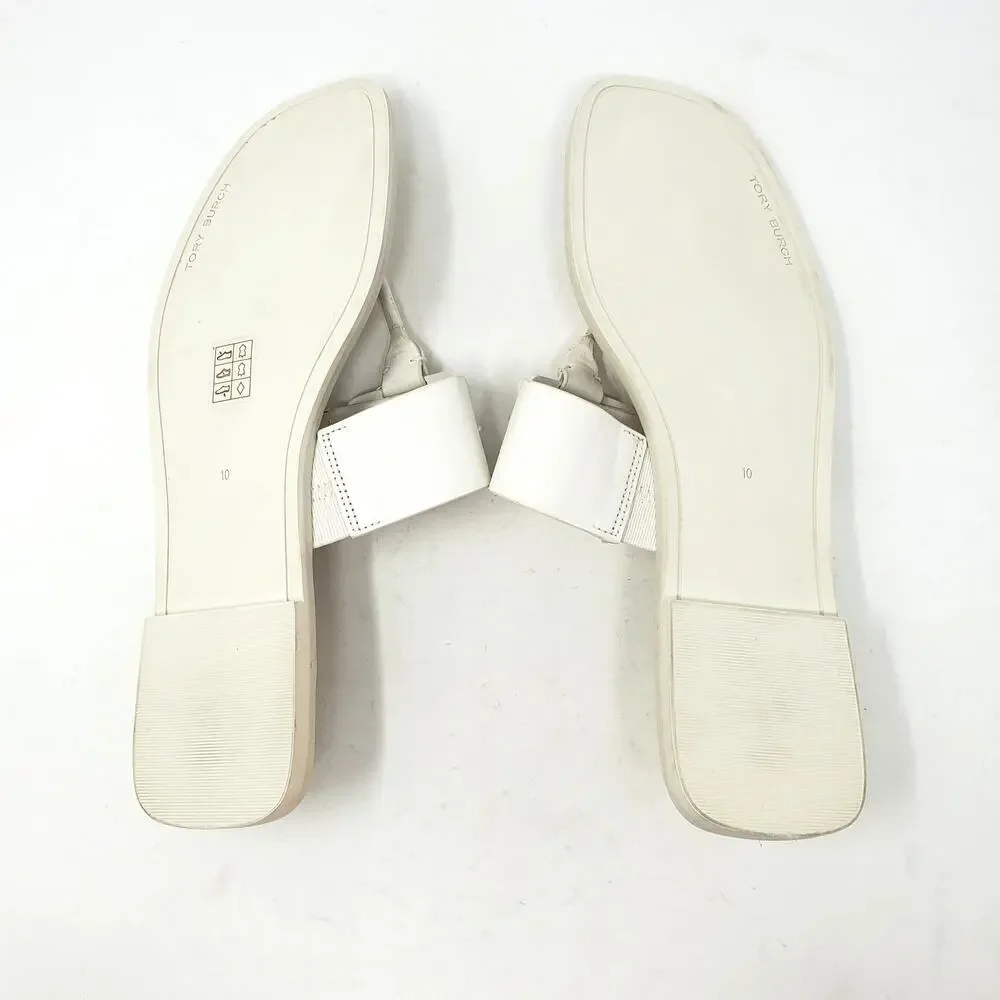 Tory Burch Georgia Flat Thong Sandals New Ivory Calf Leather 161217 Size US 10 M